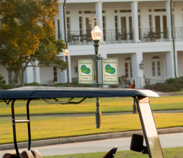 Light pole banners on golf course