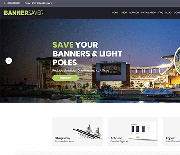 BannerSaver™ new home page design