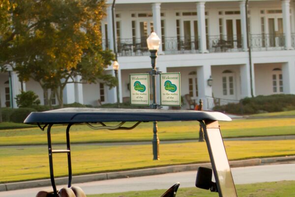 Light pole banners on golf course