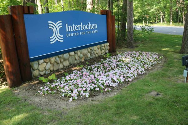Interlochen Arts Academy welcome sign.