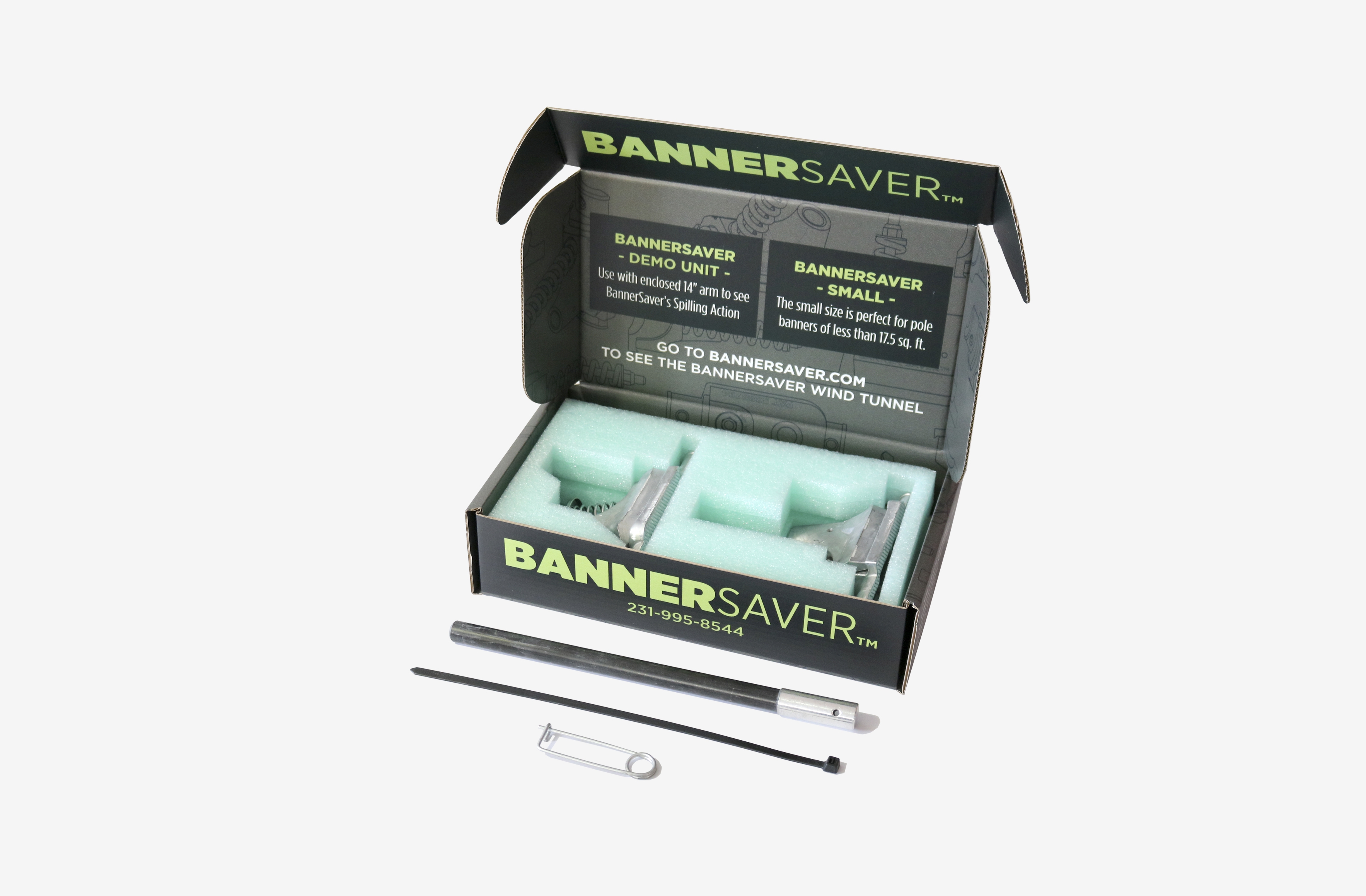 BannerSaver™ Presentation Kit opened box with components